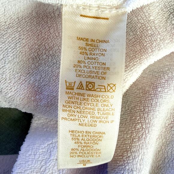 Kate Spade Dream Little Dream M Floral Pink Rose Print Terry Bathrobe Bridal - Picture 7 of 7